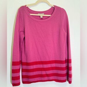 Banana Republic - Wool Cashmere Blend Pink Sweater with red stripes - size L